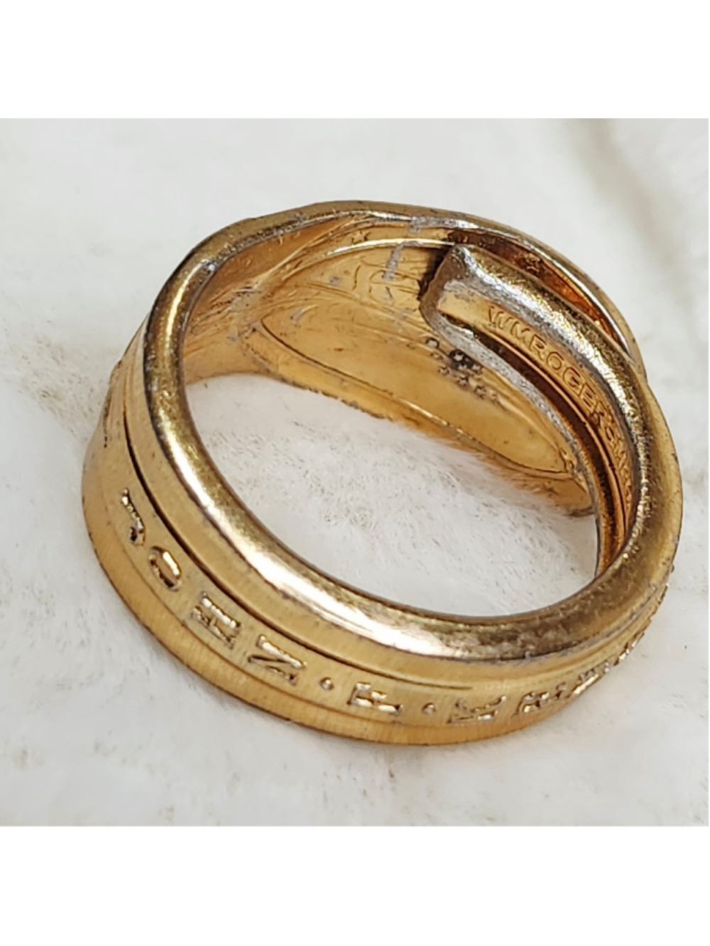 Gold Plated John F Kennedy Spoon Ring Size 12 - Picture 4 of 5